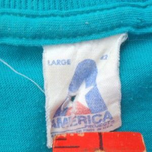 Vintage 1986 Halleys Comet Puerto Rico Aqua Blue T-Shirt S/L