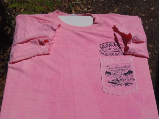 Vintage 1989 Acid-Washed Pink Ron Jon Pocket T Shirt M
