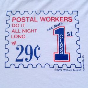 Vintage 1990s Postal Workers 29 Cent Stamp White T-Shirt M