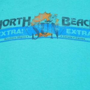 Vintage 1980s Aqua North Beach NC Newspaper Cotton T-Shirt XL