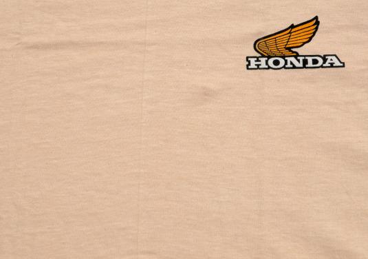 Vintage 1980s Honda Custom Motorcycle Beige Cotton T Shirt M