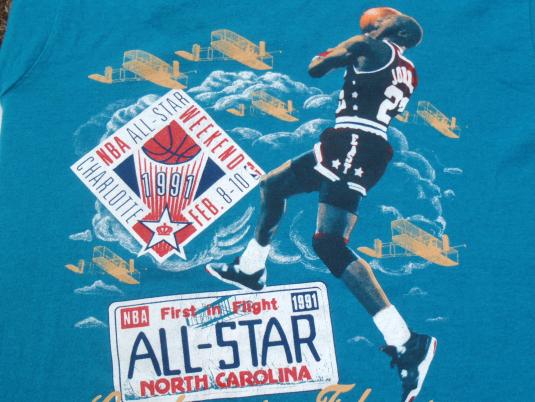 Vintage 1991 Aqua NBA All Star Weekend Charlotte T-Shirt M