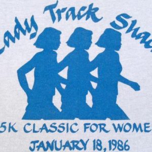Vintage 1980s Gray 1986 Lady Track Shack T-Shirt S/M
