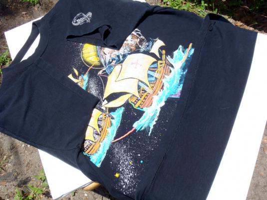 Vintage 1990s Black Columbus in Space Cotton T-Shirt XL