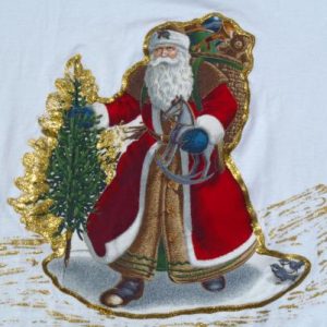 Vintage 1990s Santa Claus Christmas White T Shirt XL