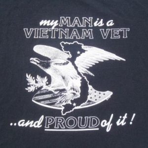 Vintage 1990s My Man is A Vietnam Vet Black T-Shirt XL