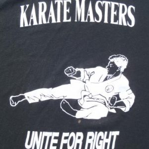 Vintage 1980s Karate Masters Unite for Right Black T Shirt L