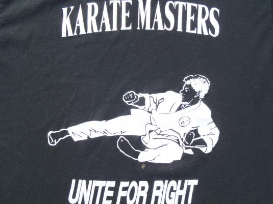 Vintage 1980s Karate Masters Unite for Right Black T Shirt L