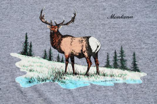 Vintage 1986 Montana Heather Gray Rayon Blend T-Shirt L