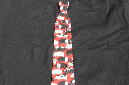 Vintage 1980s Fit To Be Tied Black T-Shirt with Necktie L/XL