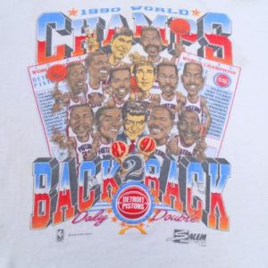 Vintage 1990 White Detroit Pistons NBA Champs T Shirt M