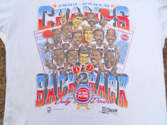 Vintage 1990 White Detroit Pistons NBA Champs T Shirt M