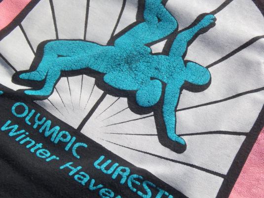 Vintage 1980s Polk Olympic Wrestling Black T-Shirt S/M