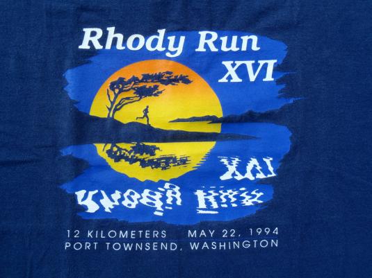 Vintage 1990s Navy Blue Rhody Run Washington Race T Shirt L