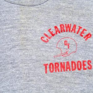 Vintage 1970s Heather Gray Clearwater Tornados Rayon T-Shirt