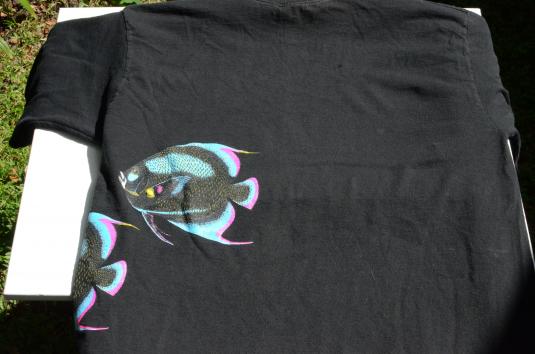 Vintage 1980s People to People Tropical Fish Black T-Shirt L