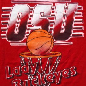 Vintage 1980s OSU Lady Buckeyes Basketball Red T Shirt XXL