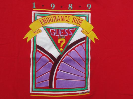 Vintage 1989 Guess Endurance Run Long Sleeve Red T-Shirt