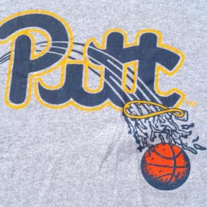 Vintage 1980s Pitt Basketball Gray Rayon Blend T Shirt M