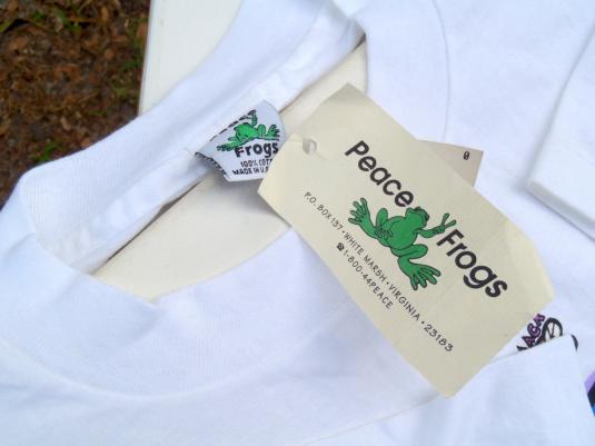 Vintage NWT 1990s White Peace Frogs Fly Catcher T Shirt XL