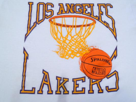 Vintage 1990s White Los Angeles Lakers NBA T-Shirt M/L
