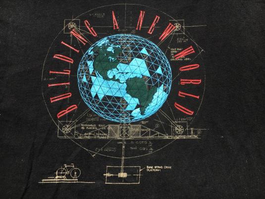 Vintage 1990s Building A New World Black T-Shirt XL Hanes