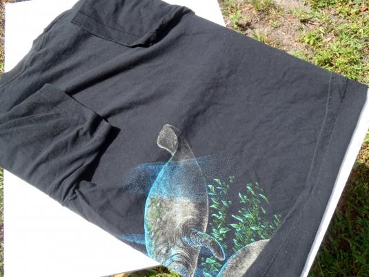 Vintage 1991 Cedar Key FL Manatee Black Cotton T-Shirt L