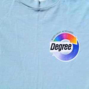 Vintage 1990s Degree Deodorant Blue Cotton T-Shirt M