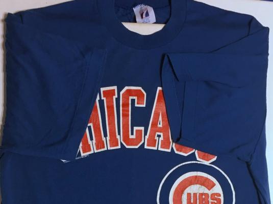 Vintage 1980s Chicago Cubs MLB Blue T-Shirt XL Logo7