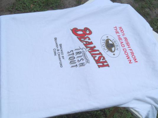 Vintage 1990s Beamish Stout White Cotton Beer T-Shirt L