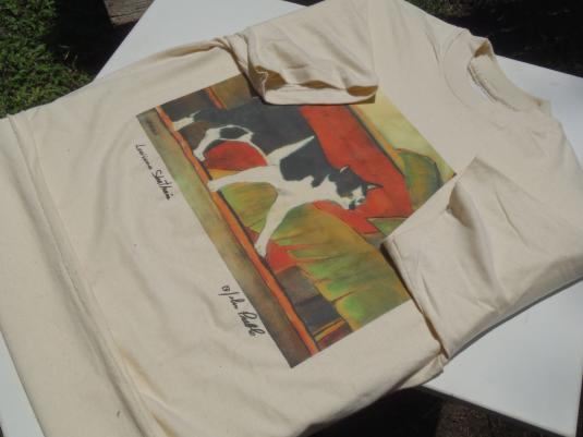 Vintage 1990s John Preble Shorthair Cat Beige T Shirt M