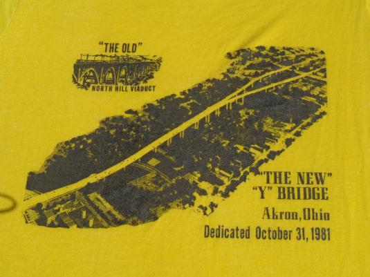 Vintage 1981 Akron Ohio “Y” Bridge Souvenir T-Shirt M/L