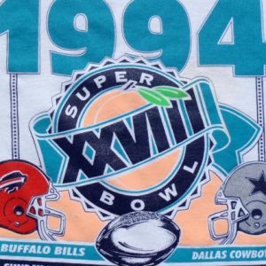Vintage 1994 White Superbowl Cowboys Bills XVIII T Shirt XL