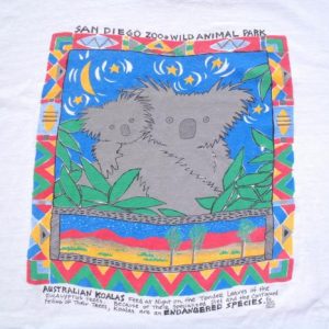 Vintage 1980s San Diego Zoo Koalas White Cotton T-Shirt XL