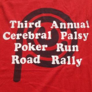 Vintage 1987 Cerebral Palsy Poker Run Red T Shirt L