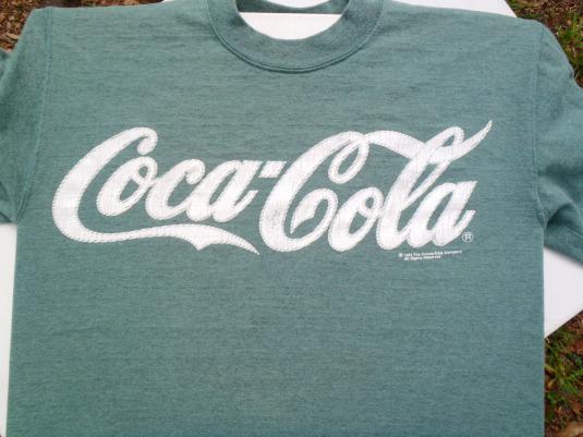 Vintage 1994 Heather Green Black Coca Cola Cotton T Shirt M
