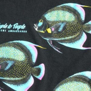 Vintage 1980s People to People Tropical Fish Black T-Shirt L