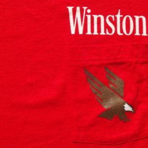 Vintage 1990s Winston Cigarettes Red Cotton Pocket T-Shirt L