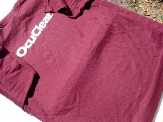 Vintage 1980s Burgundy OcuClear Three Times Longer T Shirt L