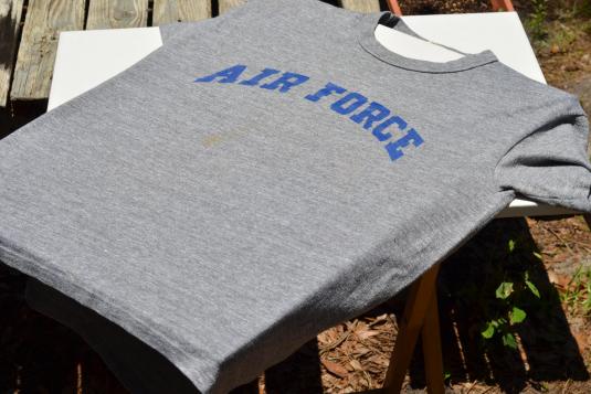 Vintage 1980s Air Force Heather Gray Rayon Blend T Shirt L