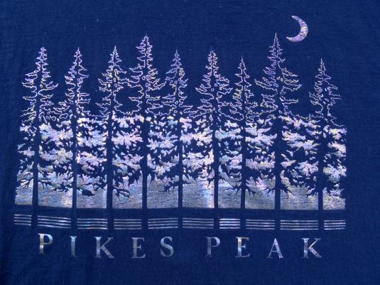 Vintage 1990s Navy Blue Pike’s Peak CO Iridescent T Shirt XL