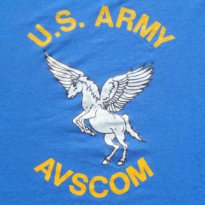 Vintage 1980s US Army AVSCOM Blue Screen Stars T Shirt M