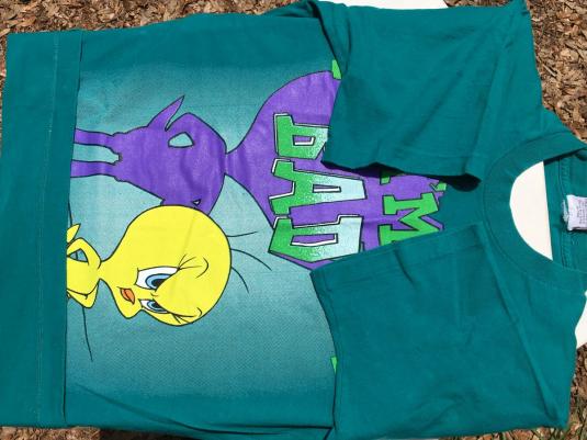 Vintage 1990s Tweety Bird Warner Brothers Aqua T-Shirt XL