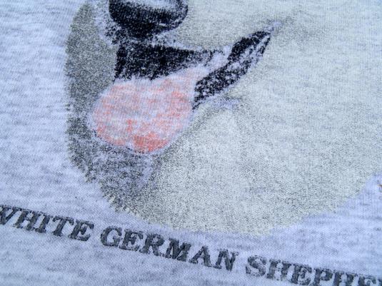 Vintage 1980s White German Shepherd Heather Gray T-Shirt L