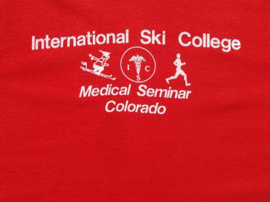 Vintage 1980s National Ski College Colorado Red T Shirt L