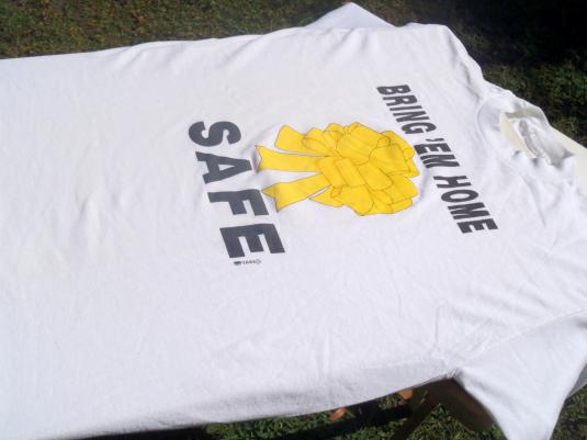 Vintage 1991 Gulf War Yellow Ribbon White T-Shirt XL