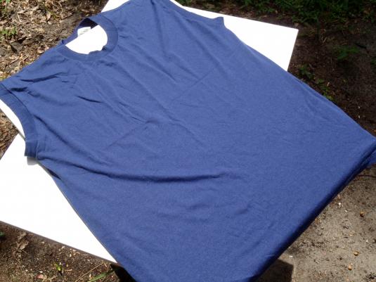 Vintage 1980s Sleeveless Blank Muscle Shirt Navy T-Shirt L