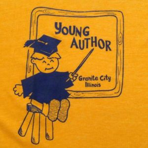 Vintage 1980s Young Author Granite City IL Yellow T Shirt M/L