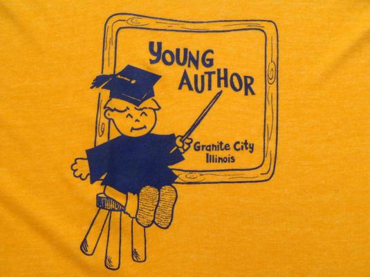 Vintage 1980s Young Author Granite City IL Yellow T Shirt M/L