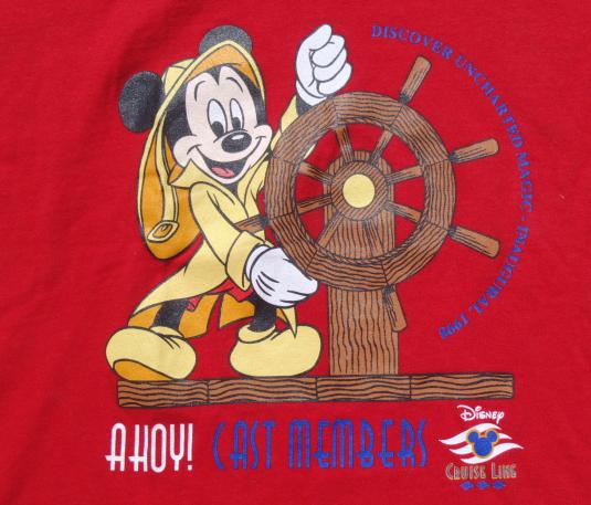 Vintage 1998 Disney Cruise Lines Cast Member Red T-Shirt L